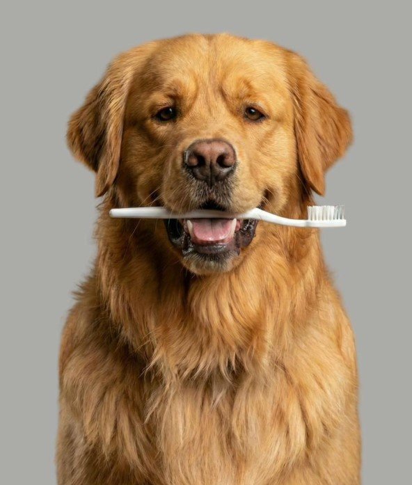 Caesar, therapy dog at Tricity Smiles dental clinic, Chandigarh